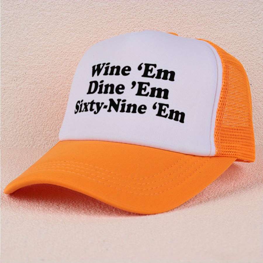 VERG Breathable Mesh Baseball Cap with Letter Print Adjustable Hand-Washable Polyester Truck