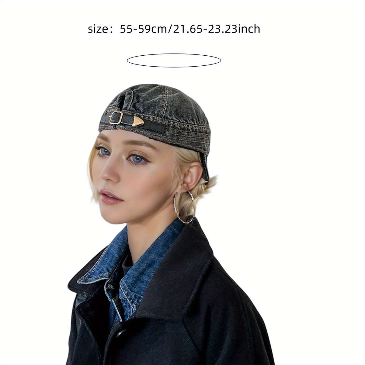 Women'S Denim Baseball Cap With Foldable Brim Hand Washable Adjustable Fit Non-Stretch With