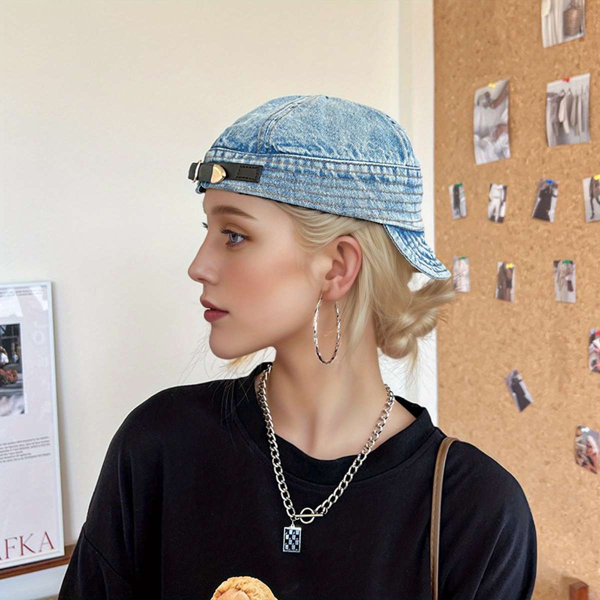 Women'S Denim Baseball Cap With Foldable Brim Hand Washable Adjustable Fit Non-Stretch With