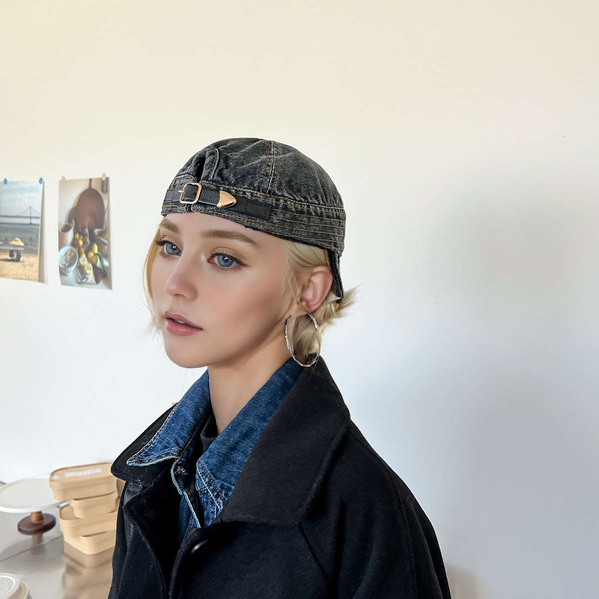 Women'S Denim Baseball Cap With Foldable Brim Hand Washable Adjustable Fit Non-Stretch With