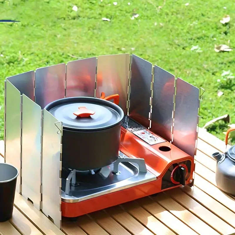 10 Sets of Camping Stove Windshields Alcohol Stove Windshields Ultra-Light Aluminum Alloy Foldable
