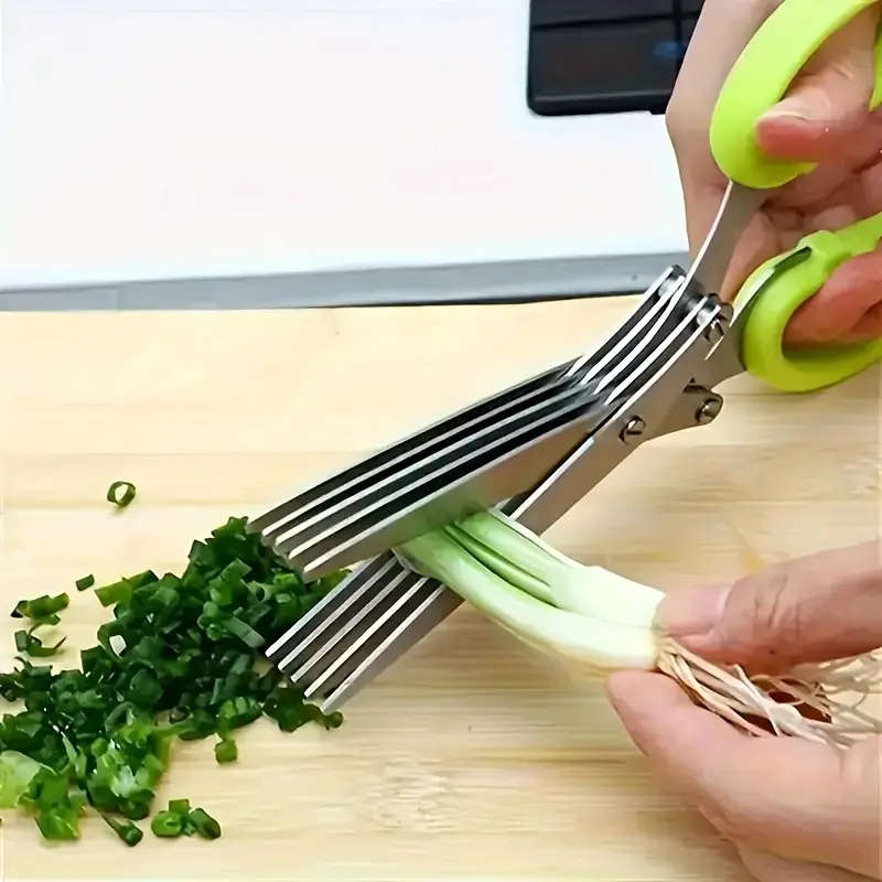 5-Layered Stainless Steel Kitchen Scissors Versatile Onion Herb Shredder Durable Safe