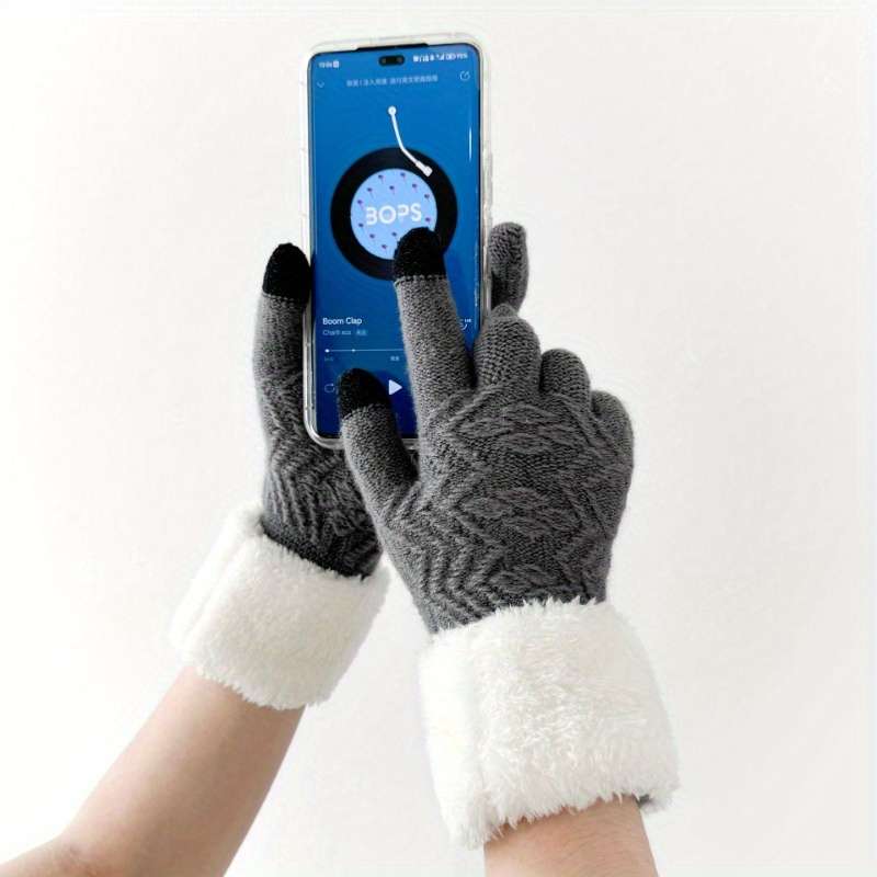 1 Pair Black One Size Warm Gloves