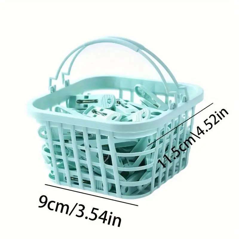 30Pack Windproof Plastic Clothespins with Storage Basket Laundry Drying Clips for Underwear Socks Be