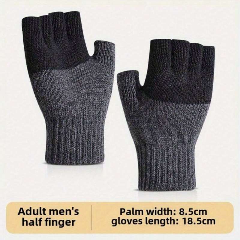 1 Pair Dark Gray Wrist Half Finger Warm Gloves