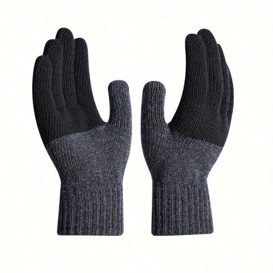1 Pair Dark Gray Wrist Half Finger Warm Gloves