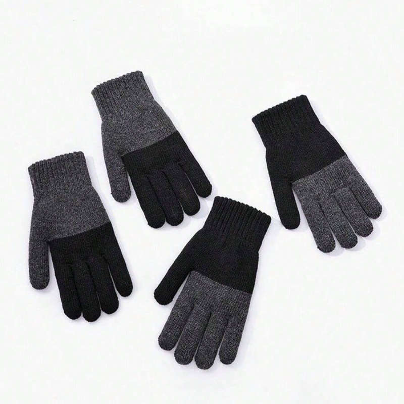 1 Pair Dark Gray Wrist Half Finger Warm Gloves
