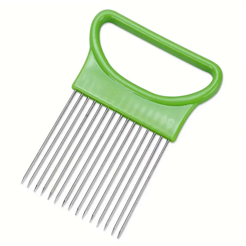 1pcs Stainless Steel Slicing Fixing Cutter Onion Insert Tenderizer Meat Tenderizer Fork Shredder Cut