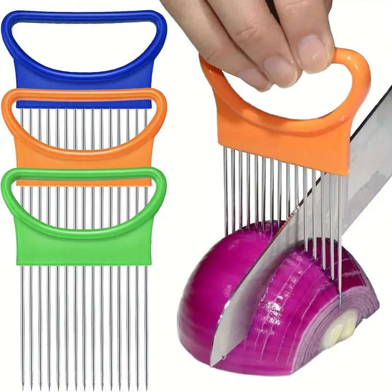 1pcs Stainless Steel Slicing Fixing Cutter Onion Insert Tenderizer Meat Tenderizer Fork Shredder Cut