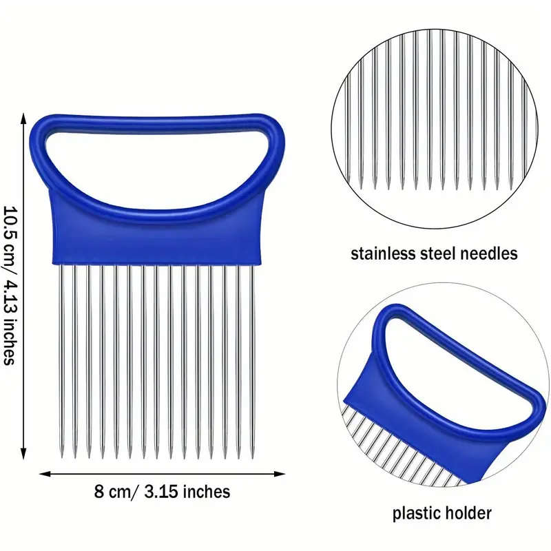 1pcs Stainless Steel Slicing Fixing Cutter Onion Insert Tenderizer Meat Tenderizer Fork Shredder Cut