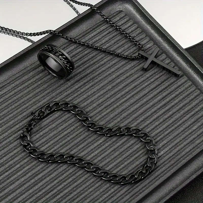 3pcs Cross Necklace, Bracelet and Ring