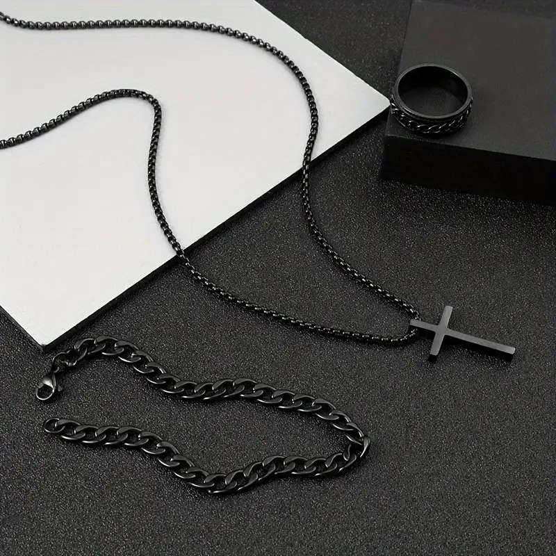 3pcs Cross Necklace, Bracelet and Ring