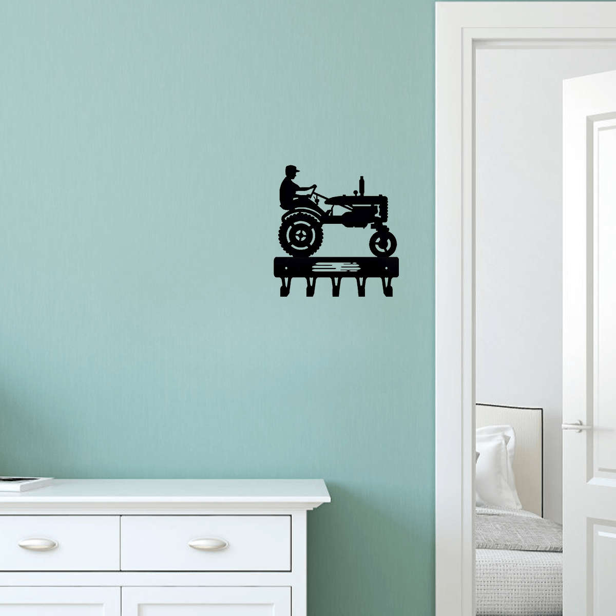 HELLOYOUNG Farmhouse Key Rack HangerWall Mount Easy Install 15.24 cm Wide Metal Tractor and Fa