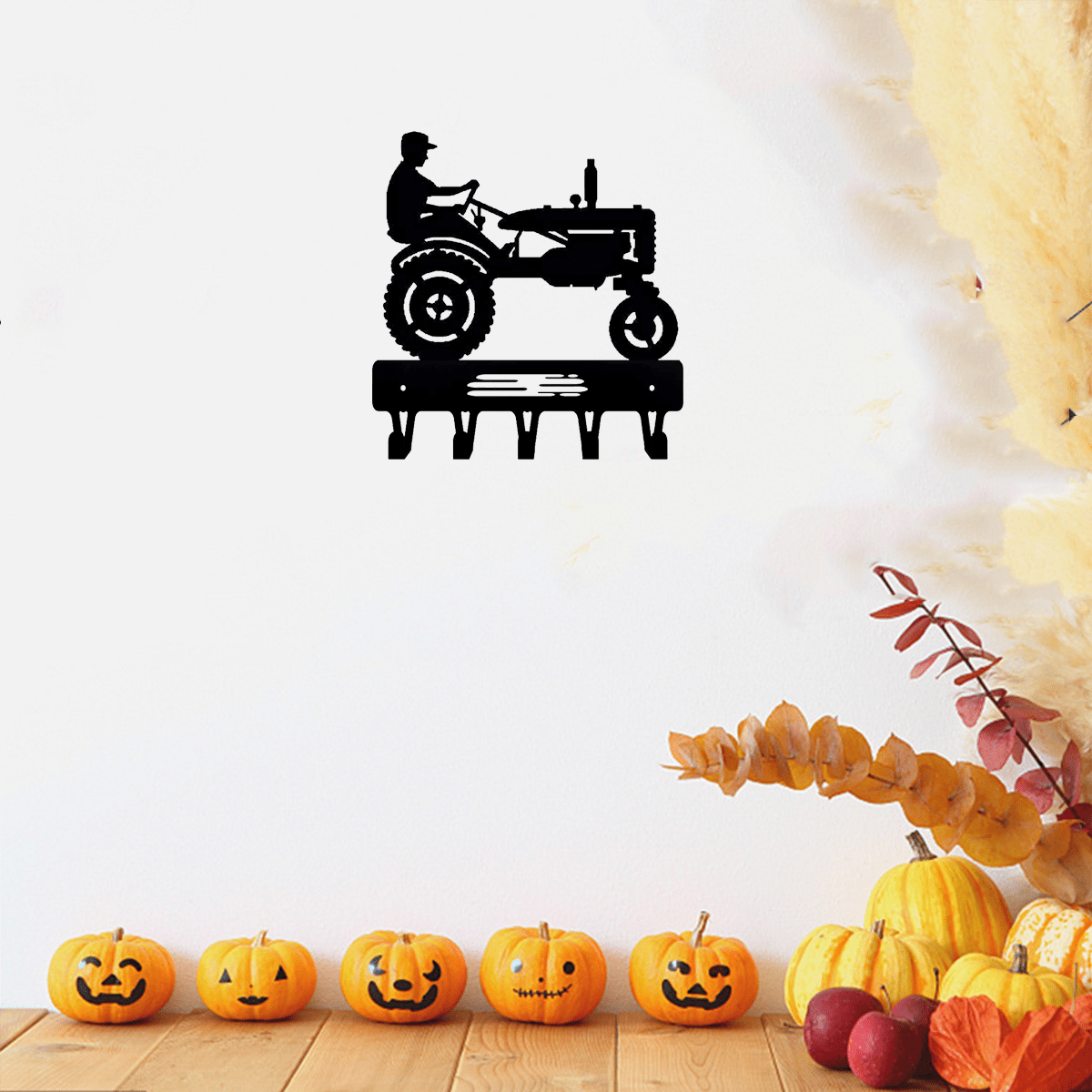 HELLOYOUNG Farmhouse Key Rack HangerWall Mount Easy Install 15.24 cm Wide Metal Tractor and Fa