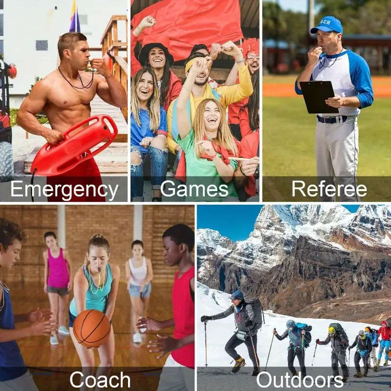 7-in-1 Survival Multi-Tool Whistle ABS Outdoor Safety Whistle with Compass Magnifying Glass Refle