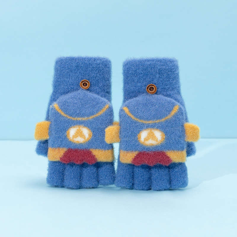 1 Pair Blue Warm Gloves