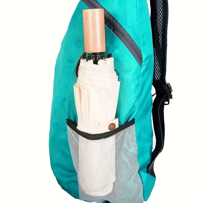 1pc Ultra-Lightweight Foldable Backpack Teal Waterproof Durable Travel Bag with Adjustable Straps