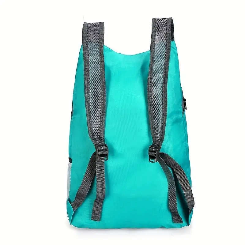 1pc Ultra-Lightweight Foldable Backpack Teal Waterproof Durable Travel Bag with Adjustable Straps