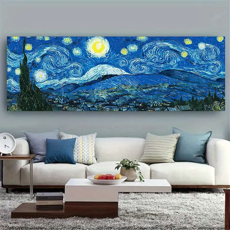 Van Gogh'S "Starry Night" Canvas Art Print - Frameless, Modern Minimalist Wall Decor