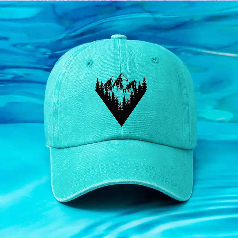Y2K-Inspired Adjustable Baseball Cap with Mountain Forest Print Sun Protection Cotton Hand W