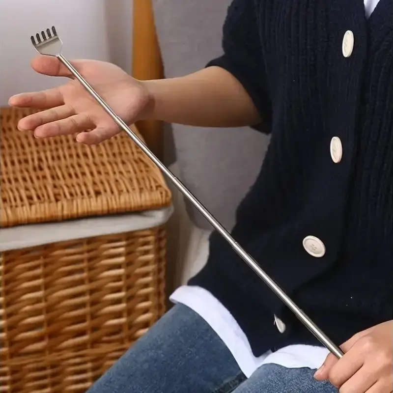 1pcs Extendable Stainless Steel Back Scratcher - 50.01cm Portable Itch Relief Tool Durable Non-Ticki