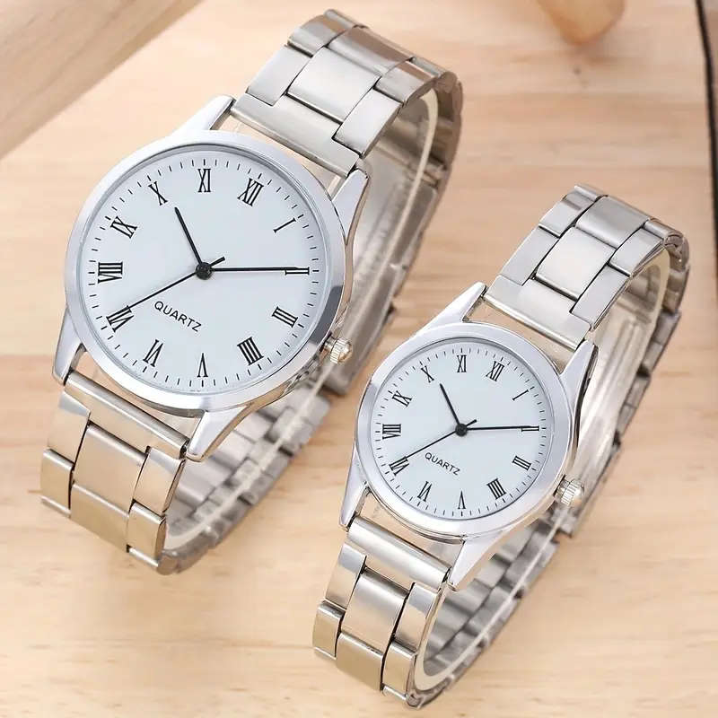 2 Pieces Vintage Classic Business Casual Minimalist Couple Quartz Watch Set