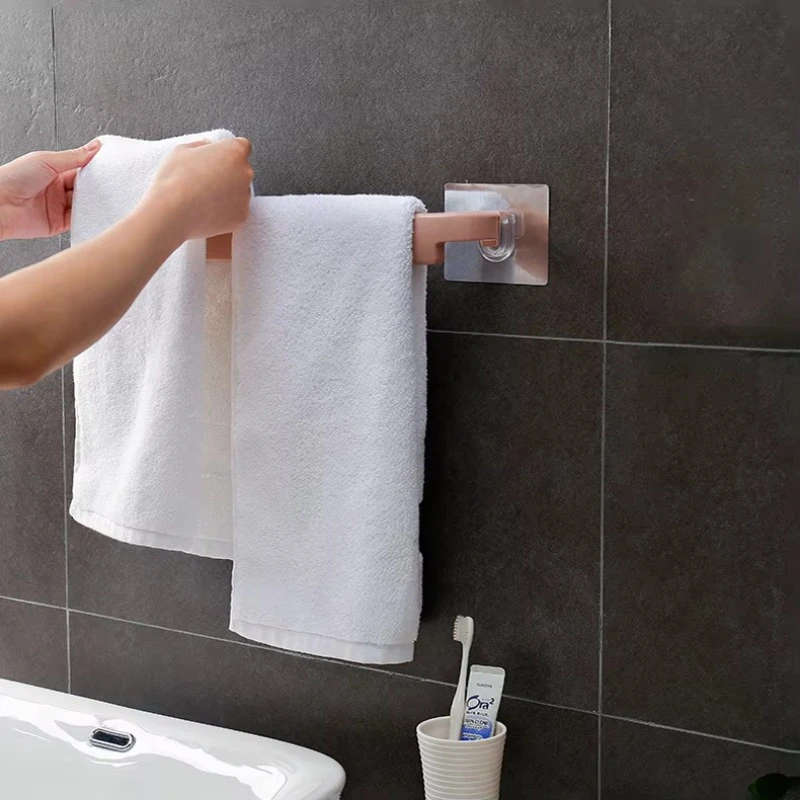 1pc Sesame Cheap Factory Price Multifunctional Wall-Mounted Storage Rack NO Drilling Towel Bar Singl