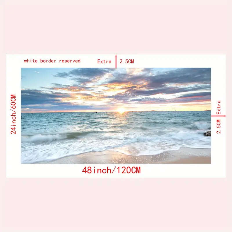 Coastal Beach Sunset Canvas Print Frameless Artwork Vibrant Natural Sea Scenery Modern Art Decor