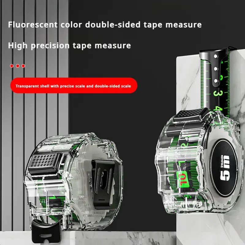High Precision Self Locking Fluorescent Steel Tape Measure Set 5.0meter