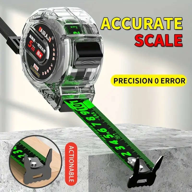 High Precision Self Locking Fluorescent Steel Tape Measure Set 5.0meter