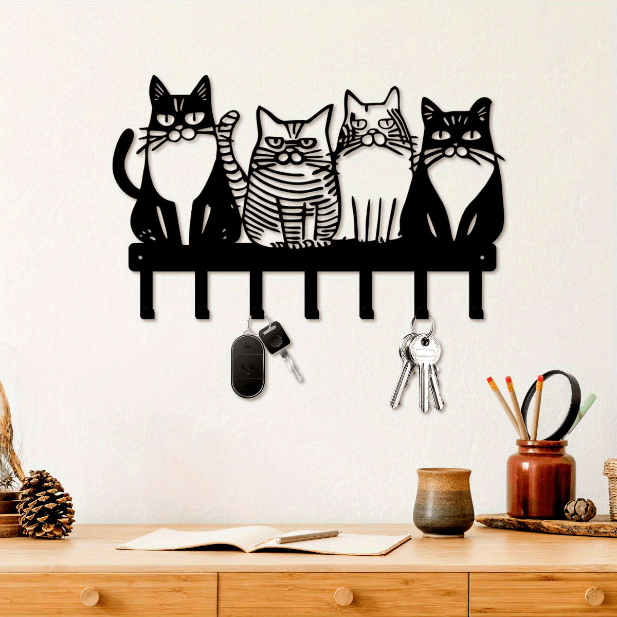 1Pc Charming Cat Themed Metal Wall Hook