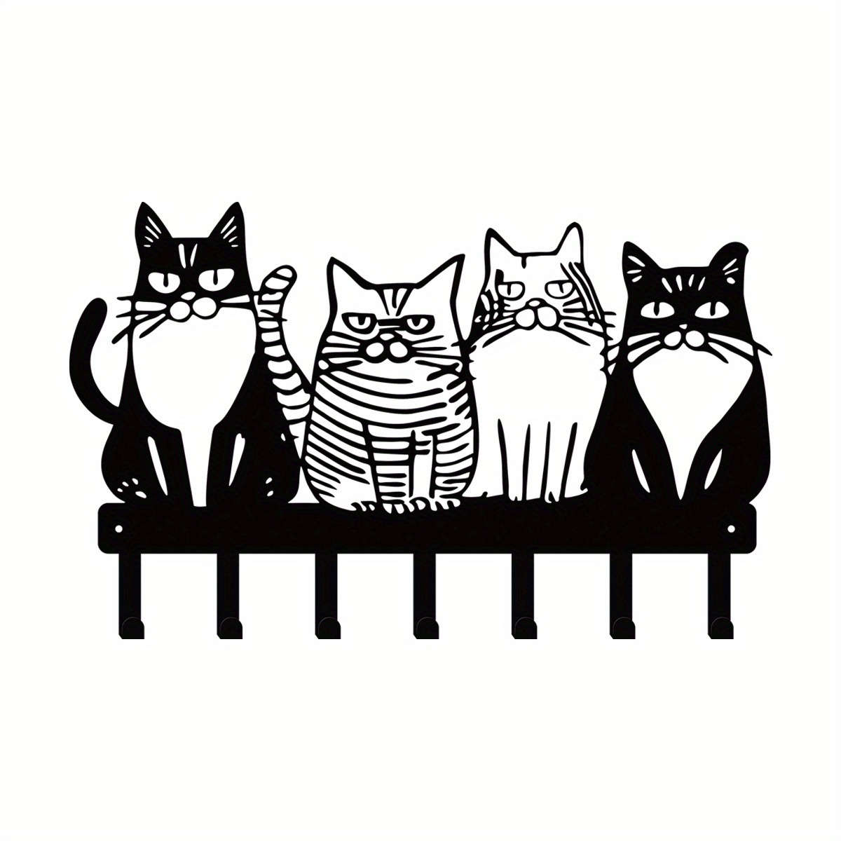1Pc Charming Cat Themed Metal Wall Hook