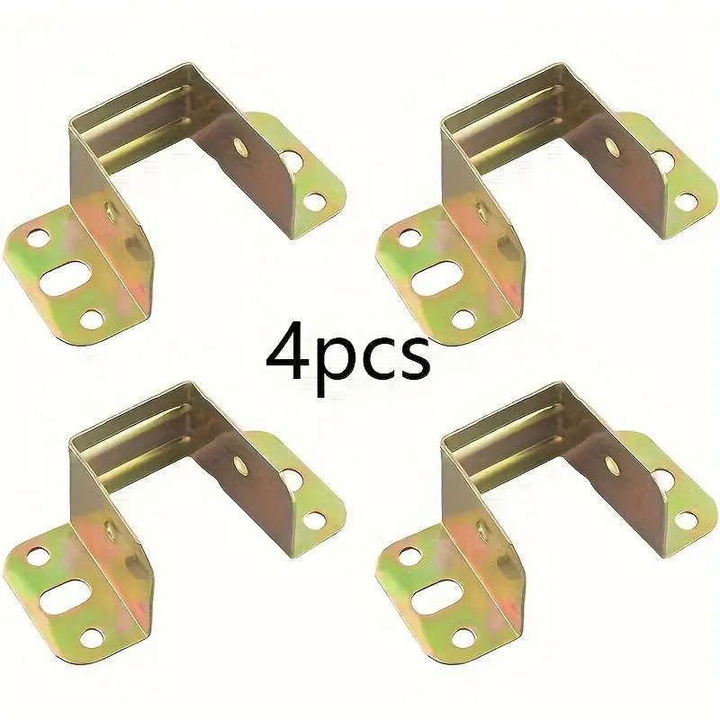 4pcs Heavy-Duty Metal Bed Frame Brackets Golden Corner Support Hooks for Furniture Stability