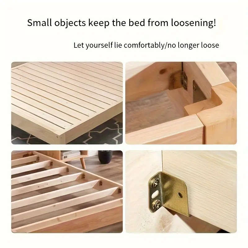 4pcs Heavy-Duty Metal Bed Frame Brackets Golden Corner Support Hooks for Furniture Stability