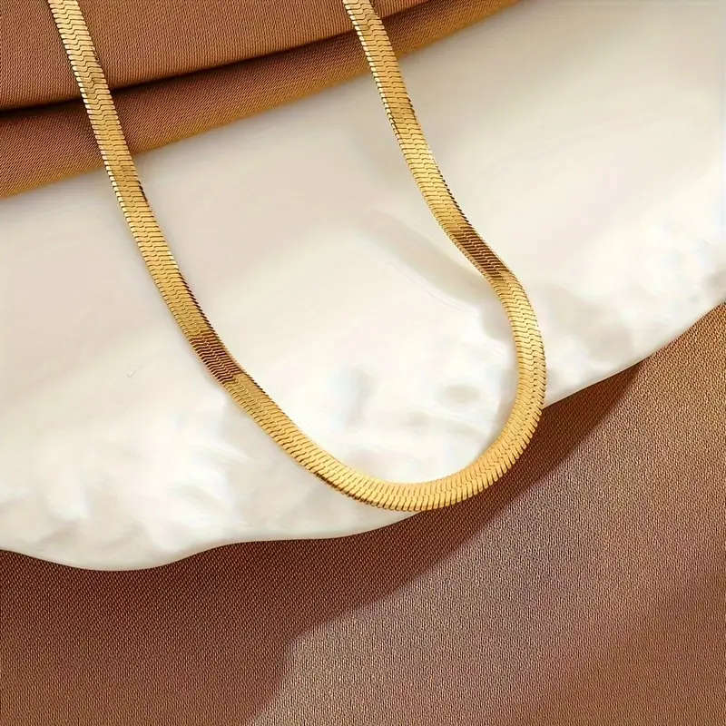 18K Golden Plated Stainless Steel Snake Chain Necklace and Bracelet Set