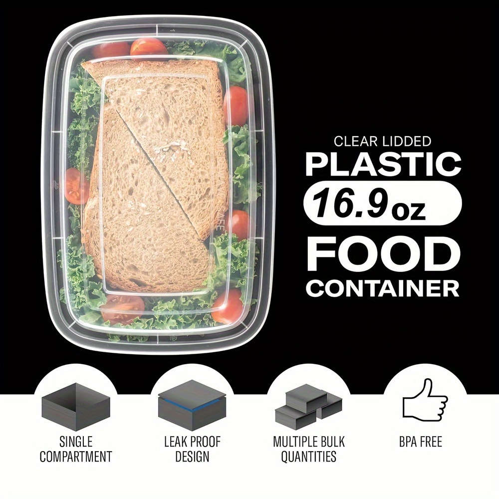 10pcs 16.9oz BPA-Free Plastic Meal Prep Containers Microwave Safe Reusable Stackable Refri