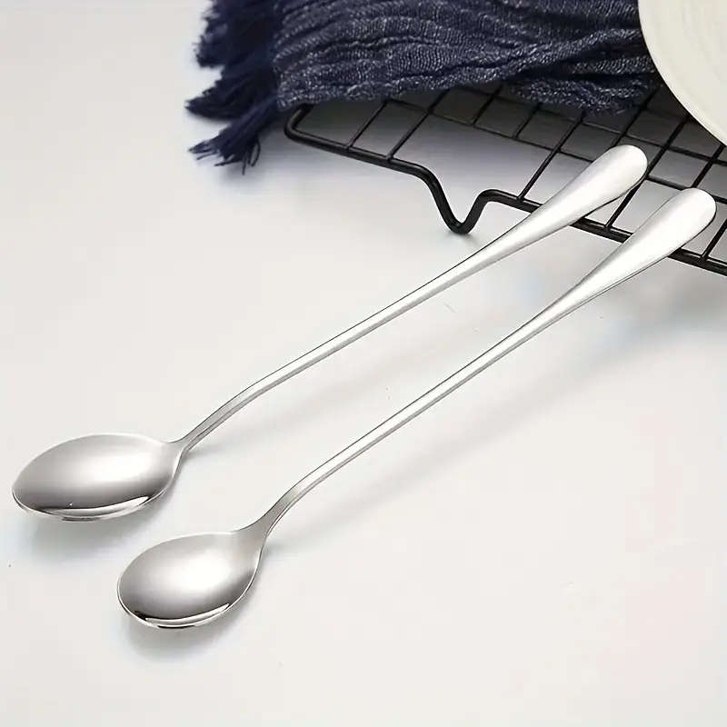 8 Piece Stainless Steel Long Handle Ice Tea Spoons