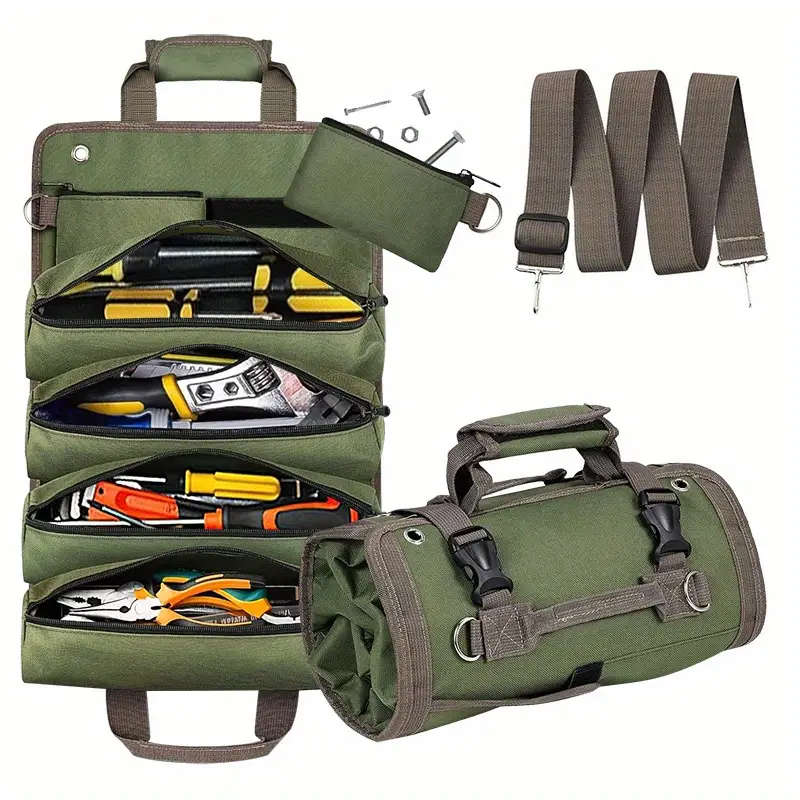 1pc Tool Organizer Kit Only Bag Portable Tool Storage Box with 2 Removable Zipper Pouches Mini Carry