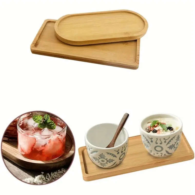 4pcs Serving Tray Bamboo Tray Storage Tray Bamboo Serving Plate Bamboo Tray Decorative Tray Bathroom