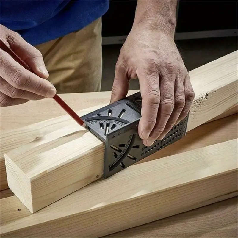 3D Angle Ruler for Woodworking Precision Linear Measurement Tool 45-90 Degree Marking Guide Durable