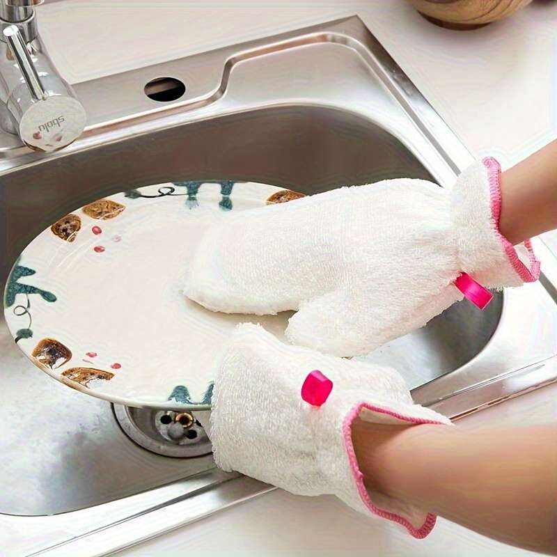 1 Pair White Household Cleaning Gloves