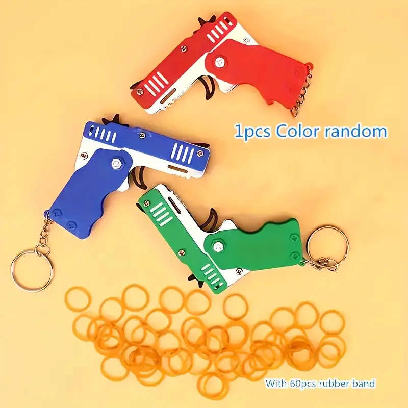 1pc Mini Metal Rubber Band Gun Launcher with 60 Bands
