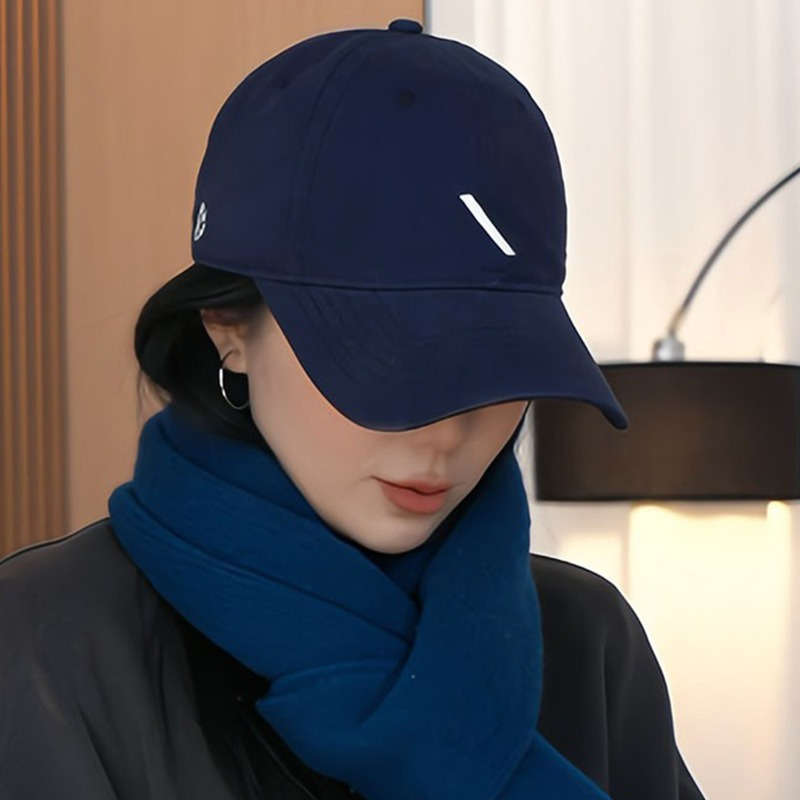 Korean Style Embroidered Baseball Cap For Women Adjustable Lightweight Soft Top Dark B