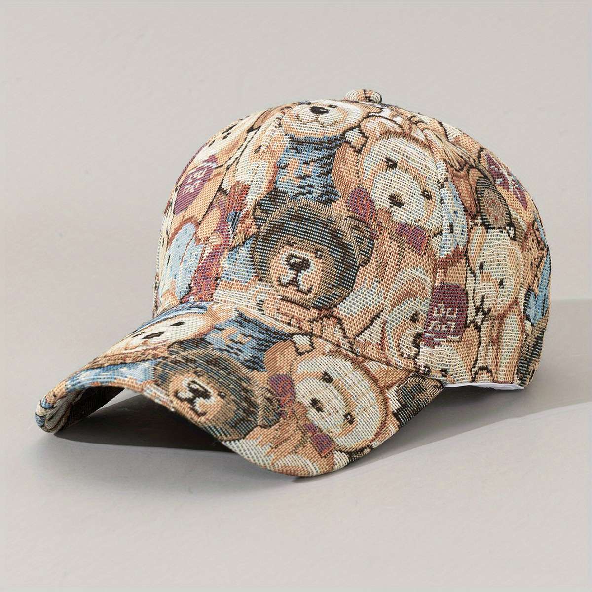 1pc Adjustable Teddy Bear Baseball Cap Lightweight Breathable Polyester with Cute Cartoon Be