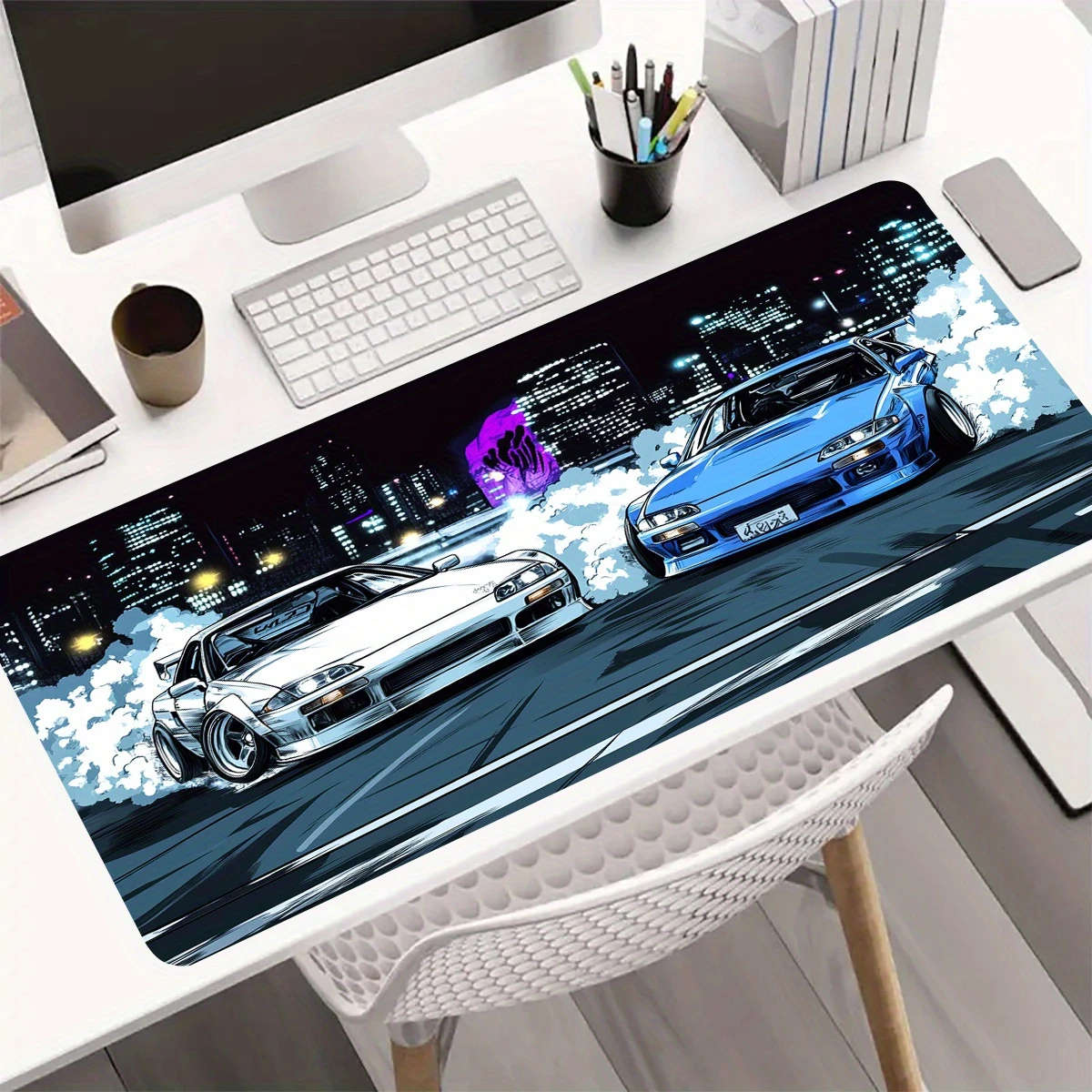 30x80cm Anime-Inspired Racing Car Mouse Pad with Rubber Base Non-Slip Desk Mat