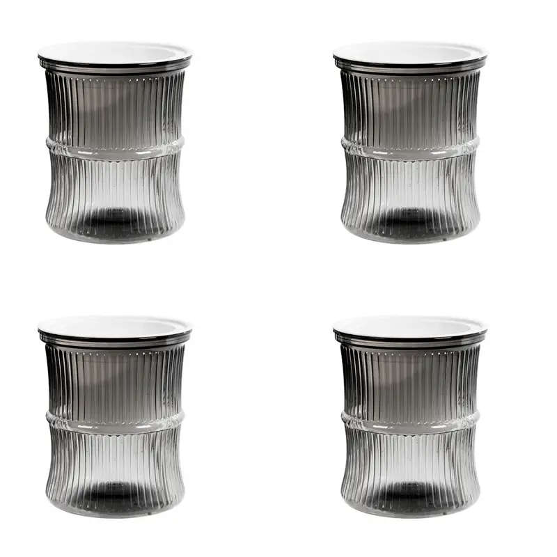 4-Pack Of Modern Self-Watering Plastic Bamboo Flower Pots Multicolour