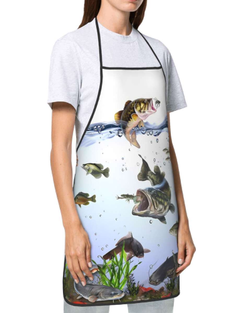 1pc Creative Bass Fish Design Kitchen Apron