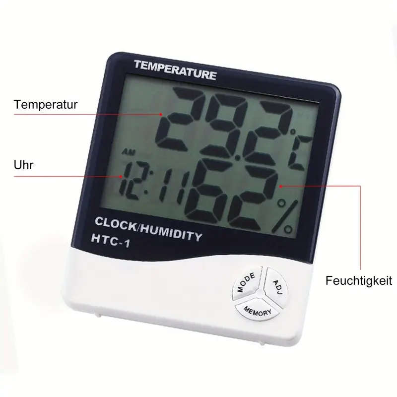 1pc White ABS Material Creative Household Large Screen Thermometer And Hygrometer Suitable for Room