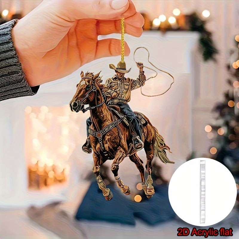 1pc 2D Flat  Car Hanging Decorations  Cute Riding Cowboy Fabric Car Interior Hanging Decorat