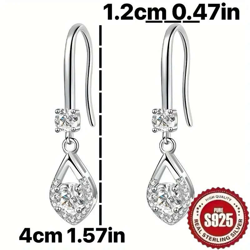 925 Sterling Silver fashion Earrings with inlaid with Round Synthetic Zirconia